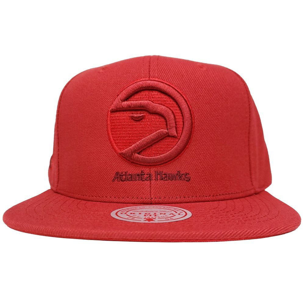 Atlanta Hawks Mitchell & Ness NBA Snapback Cap Hat Tonal 3D Logo Red‎ NWT